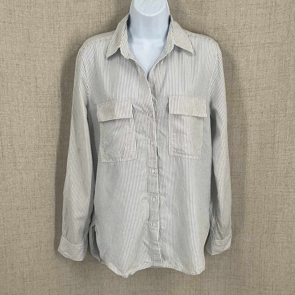 Babaton Button Down Shirt Womens XS White Pinstripe‎ Long Sleeve Minimalist